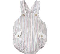 BABIDU Peto Algodón 100% con Rayas Multicolor, Tirantes Cruzados y Bolsillos con Botón Decorativo Conjunto, Único, 3 Meses Unisex bebé