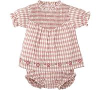 BABIDU Vestido Bebé Niña Verano Algodón 100% con Braguita, Volantes y Bordados, Diseño con Tirantes, Mangas Cortas o Sin Mangas, Estampados Florales y Cuadros Vichy, Jesusito Ideal para Días Soleados
