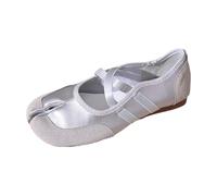 Babies - Zapatillas de baile para mujer, de gamuza y piel, suela plana, flexible, slip-on à enhebry, elástico, corte bajo, diseño minimalista y zapatillas de danza de ballet deportivo, Plata 01., 39