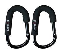Babies1st Mosquetón grande de 14 cm, gancho para cochecito de bebé, para bolsa de pañales, mochila cambiador, rueda, silla de ruedas, mosquetón para cochecito de bebé, edición negra, juego de 2