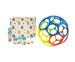 Babify Alfombra Bebe Acolchada Plegable para Juegos, Mat Suelo para Bebe para Jugar en Casa & Bright Starts, Oball Classic, pelota flexible de fácil manejo