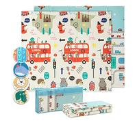 Babify Alfombra de Juegos para bebés espesor 1 cm, plegable, antideslizante, extragrande, reversible, impermeable, portátil, de doble cara, para niños pequeños y bebés (180x200x1.0cm), Multicolor