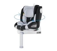 Babify Silla Coche Bebe Grupo 0 1 2 3 Isofix - 360° Giratoria, Pata De Apoyo, Homologada Por ECE R129, 40-150 cm (0-12 Años), 5 Puntos, Reposacabezas Ajustable, Gris