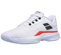 Babolat 2 Men, Zapatillas de Tenis Hombre Jet Tere All Court, Sujeción, Amortizado, Tecnología Activa Flexión, Suela Transpirable Ortholite, Marca Francesa-White/Strike Red, Talla EU 39