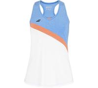 Babolat, Camiseta de Tirantes para niña, Modelo Play Tank, Talla 6-8 años, Color Blanco/Azul, Escote en V, Material Suave y Flexible, con Espalda Original, Libertad de Movimiento óptima