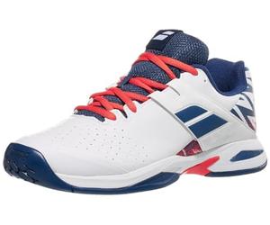 Babolat Jungen AC Jr, Propulse All-Court Zapatillas de Tenis para Niños - Sujeción, Amortiguación y Durabilidad, Correa Envolvente Ancha, Suela Ortholite Transpirable, Marca Francesa Blanco/Estate