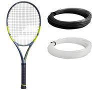Babolat Pure Aero - Raqueta de tenis 9ª generación (agarre de 4 1/8 pulgadas), encordada con intestino blanco Babolat Syn de 16 g a tensión de rango medio