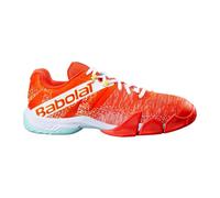Babolat Tangerine Tango/White, Zapatillas de Padel Hombre Movea Men, Mantenimiento y Amortiguación, 2 Correas Potentes, Suela Transpirable Ortholite, Marca Francesa, Talla EU 44.5, Tango Blanco, 44.5