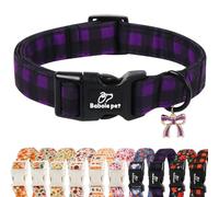 Babole Pet Collar de perro a cuadros, color morado y negro, collar de perro a cuadros, ligero, ajustable, estilo clásico, a cuadros, con hebilla de liberación rápida para perros pequeños, medianos y