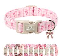 Babole Pet Collar de perro para perros medianos, bonito collar de cachorro con estampado de lazo rosa a cuadros, suave y ajustable, con hebilla de liberación rápida, M