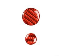 babominimer 2 piezas de cubierta de botón multimedia de fibra de carbono roja para MX-5 (2016-2020) - Reemplazo directo, revestimiento epoxi, accesorios interiores resistentes a los arañazos