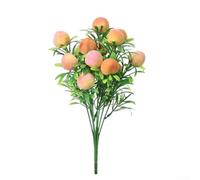 babominimer Adorno artificial naranja de la fortuna para decoración del hogar, rama simulada de 7 tenedores con 14 frutas de espuma, tallos de hierba de plástico, 32 cm de alto, para vivir (duraznos)