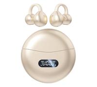 babominimer Auriculares deportivos inalámbricos de conducción ósea con caja de carga, auriculares estéreo con micrófono y control táctil para música y llamadas (color piel)