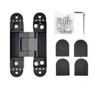 babominimer Bisagra invisible para puerta oculta 3D, ajustable, aleación de zinc, ultra silenciosa, abierta de 180 grados, para puertas plegables de madera, aluminio, ahumadas, color negro, 21 x 13 x