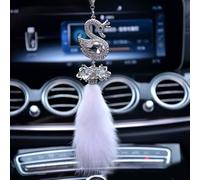 babominimer Colgante de coche para espejo retrovisor con diamantes de imitación de cisne de felpa, para cristal K9, accesorio colgante artificial para interior del coche, 25 cm, tamaño pequeño para