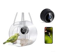 babominimer Comedero para pájaros con cámara, gran angular de 170 grados y función de visión nocturna, WiFi transparente, apto para observación de aves al aire libre, casa de pájaros