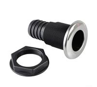 babominimer Conector de manguera a través del casco con cubierta de acero, salida de plástico para barco, yate, drenaje marino por encima de la línea de agua (1 pulgada)