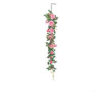 babominimer Decoración de pared de seda para sala de estar, flores artificiales de plástico, 135 cm, decoración floral colorida para colgar (rosa poco profundo)