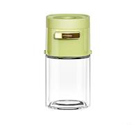 babominimer Dispensador de salero medidor tipo empuje con 0,5 g compatible con sal, pimienta, azúcar y especias, vidrio sellado y recipiente de condimentos ABS, (verde)