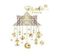 babominimer Eid Mubarak Calcomanías de pared - Decoración Ramadán con diseño de estrellas y luna, pegatinas de vinilo de PVC para el hogar, sala de estar, mezquita o decoración de fiesta, (1#)