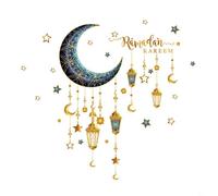 babominimer Eid Mubarak Calcomanías de pared - Decoración Ramadán con diseño de estrellas y luna, pegatinas de vinilo de PVC para el hogar, sala de estar, mezquita o decoración de fiesta, (8#)