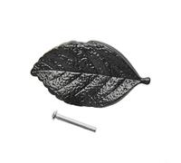 babominimer Elegantes pomos de aleación de zinc con forma de hoja para habitación de niños, estaño antiguo, plateado, negro (negro)
