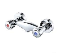 babominimer Grifo de ducha de baño de doble control montado en la pared Válvula de mezcla de agua fría y caliente Cromo Interfaz G1/2 150 mm Distancia central (B)