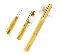 babominimer Herramienta manual de metal para atar ganchos con doble propósito para atar nudos de pesca y nivel de gancho, diseño compacto de aleación de aluminio dorado para peces pequeños
