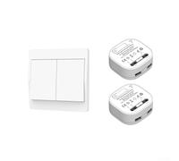 babominimer Interruptor de luz de pared inalámbrico RF433MHz con control remoto, interruptor inalámbrico de 1/2 banda con receptor, para una fácil instalación sin baterías (2 bandas 1-2)