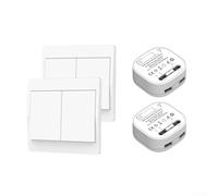 babominimer Interruptor de luz de pared inalámbrico RF433MHz con control remoto, interruptor inalámbrico de 1/2 banda con receptor, para una fácil instalación sin baterías (2 bandas 2-2)