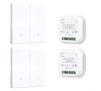 babominimer Interruptor de pared inalámbrico RF433MHz con control remoto de 1/2/3 bandas, módulo de botón con código de aprendizaje, resistente a la intemperie para interiores o exteriores y