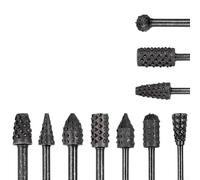 babominimer Juego de 10 escofinas giratorias de vástago de 1/8 pulgadas de acero al carbono para tallar madera para moler, pulir, moldear, grabar, madera suave, goma de plástico, surtido