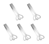 babominimer Juego de 5 pinzas de acero inoxidable para servir azúcar y alimentos de 11 cm con mango en forma de corazón, utensilios de cocina resistentes al óxido, compatibles con cubitos de hielo