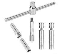 babominimer Juego de bujías magnéticas de 14 mm y 16 mm con mango en T para uso automotriz y motocicleta, incluye barra de extensión flexible y barra deslizante, acero al cromo vanadio