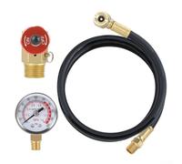 babominimer Kit de reparación de tanque de aire portátil con manómetro de 0-200 PSI, manguera de PVC, colector de latón y válvula de alivio para tareas de mantenimiento e inflado del compresor de aire