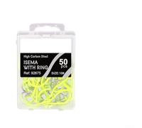 babominimer Para 50 anzuelos de pesca fluorescentes con púas de un solo círculo para pesca en el mar con construcción de acero al carbono (10#)