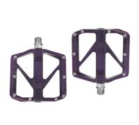 babominimer Pedales de aleación de aluminio para bicicleta de montaña de 4 rodamientos con clavos antideslizantes extraíbles para componentes de ciclismo (morado)