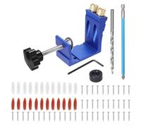 babominimer Plantilla de agujero de bolsillo para herramienta de carpintería de madera, localizador de perforador ajustable con guía de taladro de ángulo de 15°, compatible con plantilla de montaje de