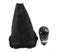 babominimer Pomo de palanca de cambios de coche para Fiesta 2008-2012 con cubierta antipolvo, repuesto de cabezal de engranaje en negro, ABS + material de cuero, para una fácil instalación, se adapta