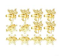 babominimer Servilleteros festivos, diseño de copo de nieve, aleación de metal, diamantes de imitación, decoración de mesa, vacaciones, cena, fiesta, adorno dorado, 5 cm, paquete de 12