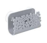 babominimer Soporte de esponja de plástico para fregadero con ventosas para cocina y baño, esponja calada de drenaje rápido para paños de cocina, jabón y estropajos, perforación (gris)