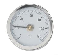babominimer Termómetro de tubo de acero inoxidable de 0 a 120 °C con esfera de 63 metros, accesorio de resorte para una instalación rápida, diseño bimetálico para una temperatura precisa de la tubería