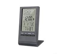 babominimer Termómetro digital LCD higrómetro monitor de humedad interior con medidor de temperatura, reloj, fecha y pronóstico del tiempo, muestra registros máximos y mínimos, conmutable °C/°F (negro