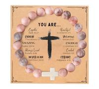 BABORI Regalos religiosos cristianos para mujer, oración inspiradora, Jesús, católico, Pascua, bautizo, comunión, versículo bíblico, pulsera para madre e hija, 7, Piedra, No es una piedra preciosa