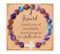 BABORI Regalos religiosos cristianos para mujer, oración inspiradora, Jesús, católico, Pascua, bautizo, comunión, versículo bíblico, pulsera para madre e hija, 7, Piedra, No es una piedra preciosa