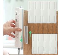 BaBound 8PCS Adhesive Punch-Free Socket Holder, Adhesive Socket Holder, Adhesive Punch Free Holder, Self-Adhesive Desktop Socket Fixer, Power Strip Holder (White)