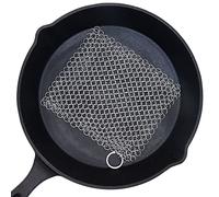 BabriInta Depurador de hierro fundido - Depurador de malla de acero inoxidable de 6 pulgadas para sartenes de hierro fundido, limpiador de malla de hierro fundido para sartenes, wok, ollas, hornos