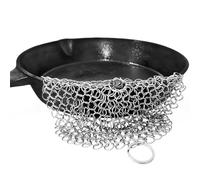 BabriInta Limpiador de sartenes de hierro fundido, estropajo de malla de acero inoxidable 316L para sartenes de hierro fundido, acero inoxidable, cristalería, adecuado para depurador de hierro fundido