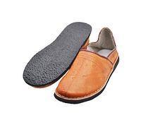 Babuchas o Zapatillas marroquíes unisex de Cuero autentico y suela de goma. Cómodas y robustas para usar dentro o Fuera de casa (naranjas, numeric_46)