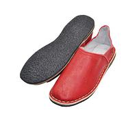 Babuchas o Zapatillas marroquíes unisex de Cuero autentico y suela de goma. Cómodas y robustas para usar dentro o Fuera de casa (Rojas, numeric_42)